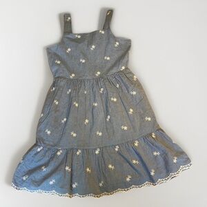 Cat & Jack Denim Chambray embroidered ruffle dress sz L 10-12y
